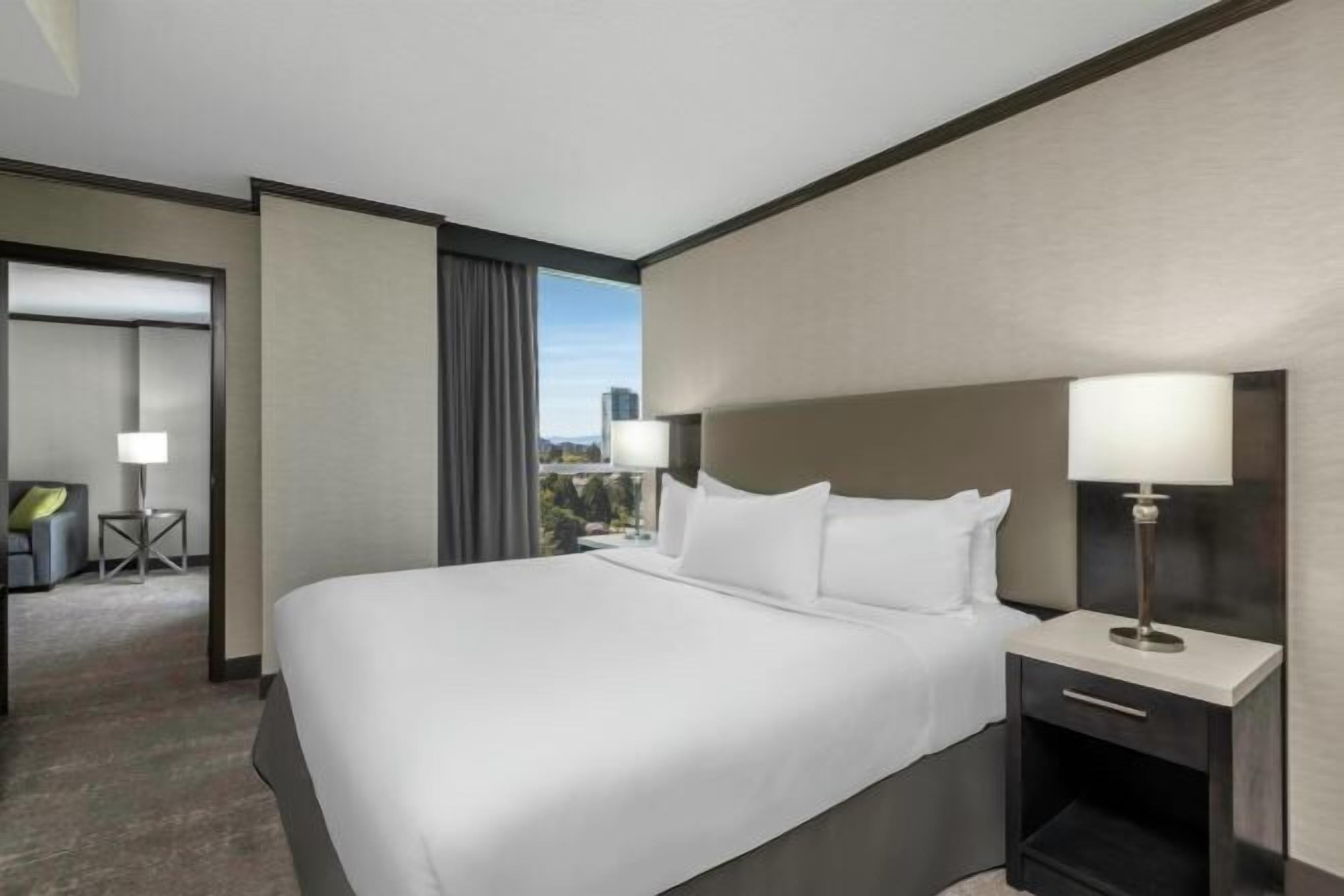 Hypo-allergenic bedding, down comforters, in-room safe, desk