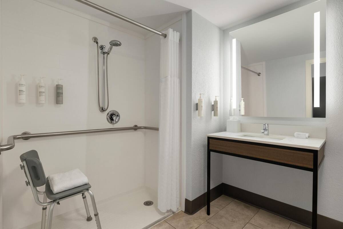 room, 1 king bed, accessible | bathroom shower