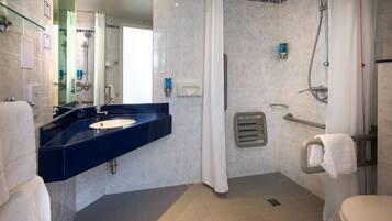 Room, 1 Double Bed, Accessible (Free Hot Breakfast) | Bathroom | Shower, eco-friendly toiletries, hair dryer, towels