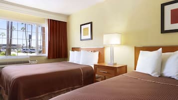 Room, 2 Queen Beds, Non Smoking, Refrigerator & Microwave | In-room safe, desk, laptop workspace, blackout drapes