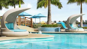2 outdoor pools, open 6:00 AM to 5:30 PM, pool cabanas (surcharge)