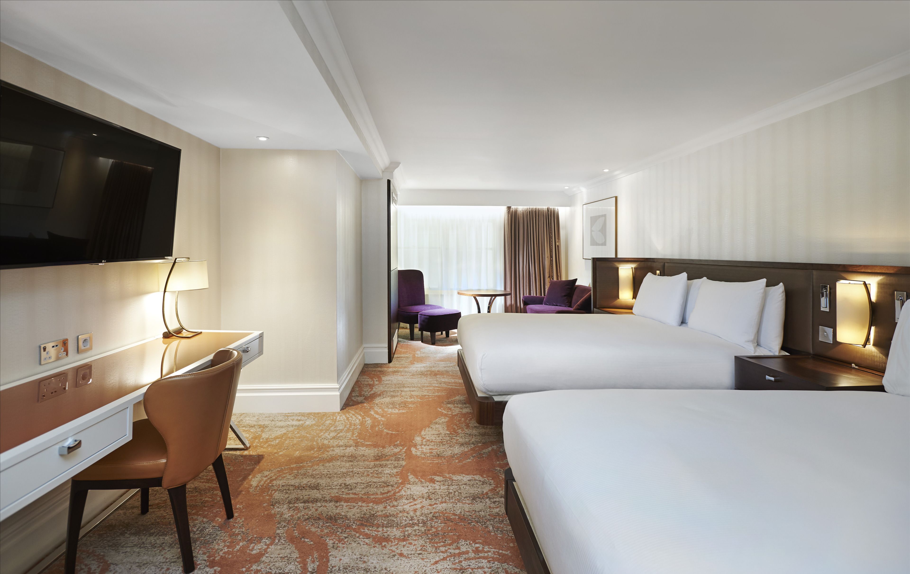 room, 2 double beds (grand superior, lower ground floor) | premium bedding, minibar, in-room safe, desk