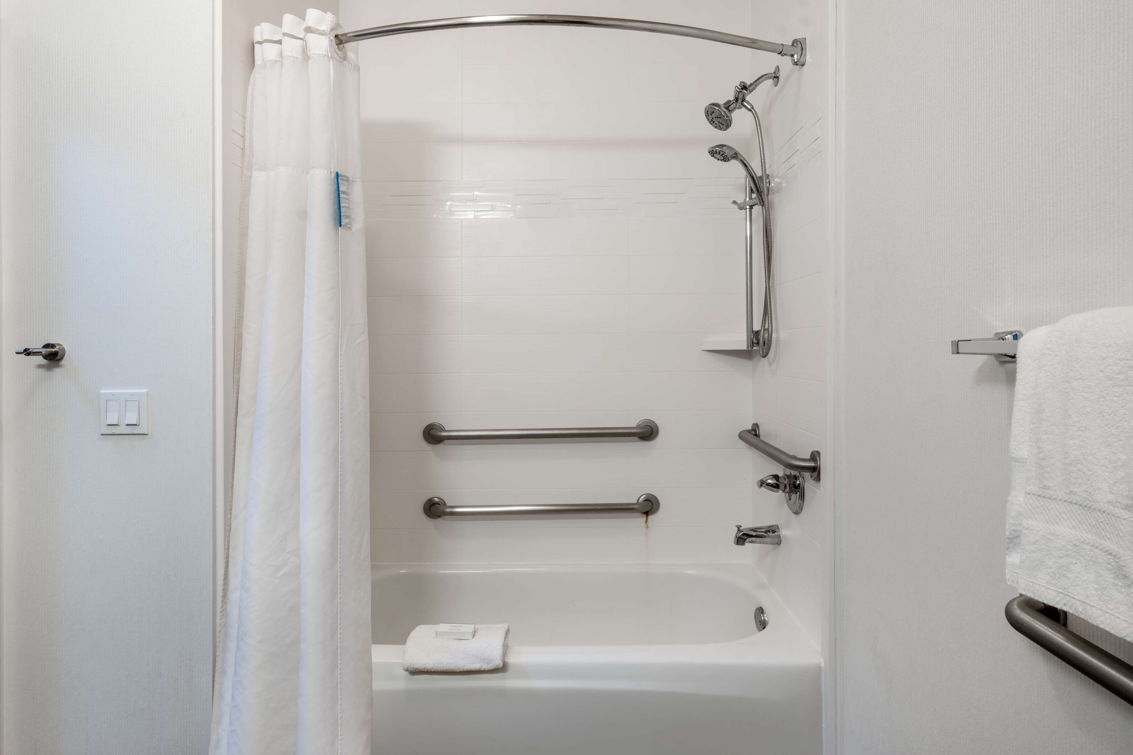 free toiletries, hair dryer, towels