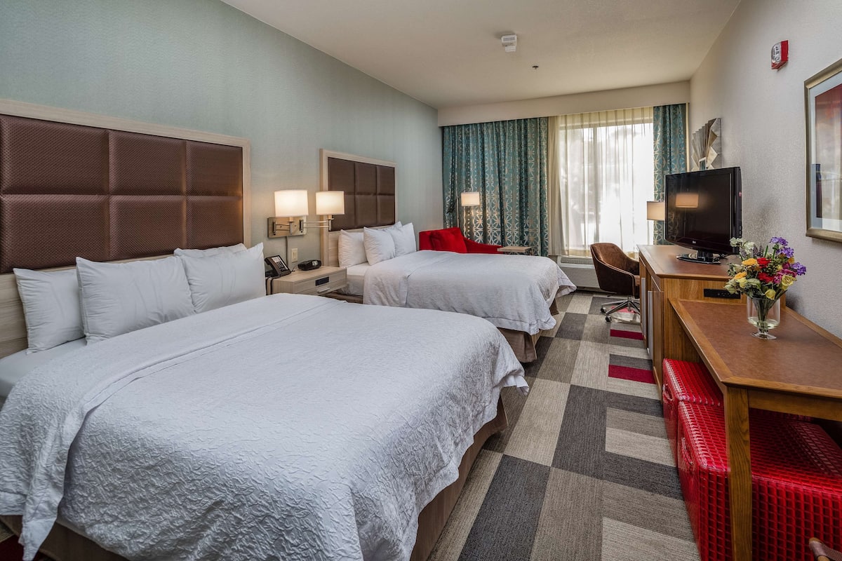 Two Queen Beds, Non-Smoking | In-room safe, desk, blackout curtains, iron/ironing board