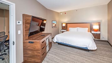 Premium bedding, desk, blackout drapes, iron/ironing board