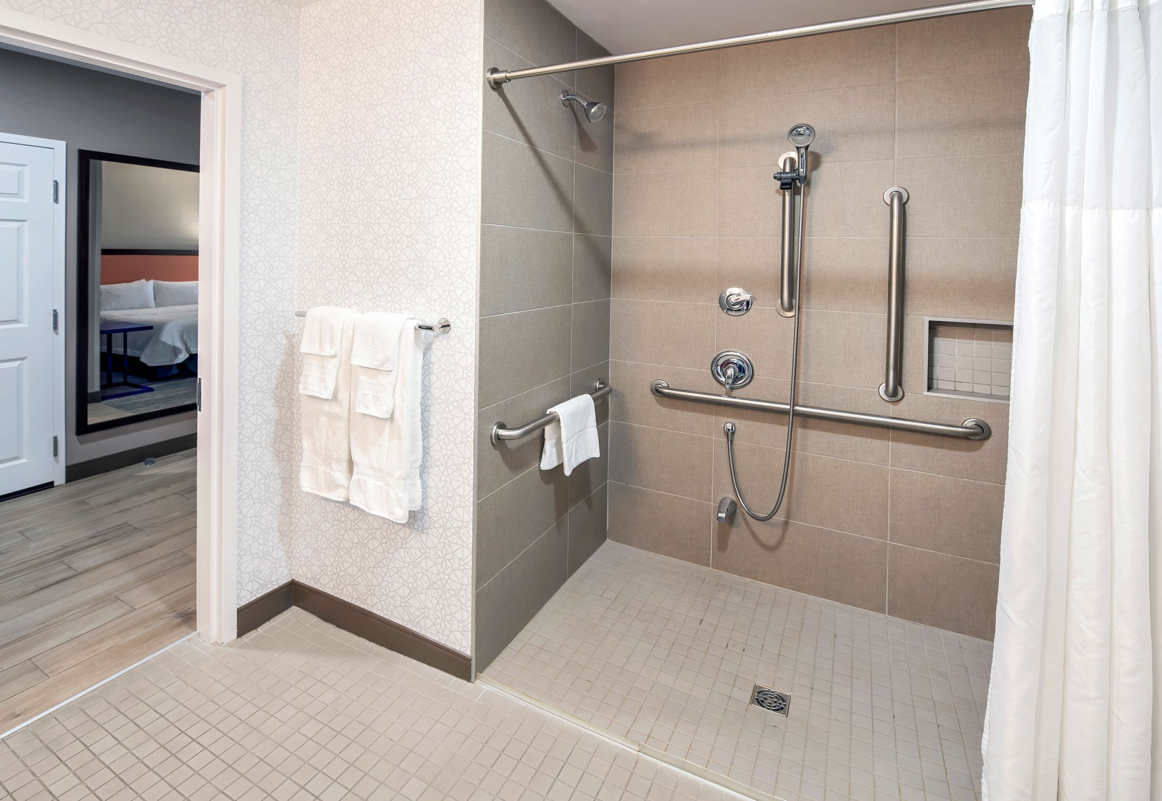 room, 2 queen beds, accessible, non smoking | bathroom shower