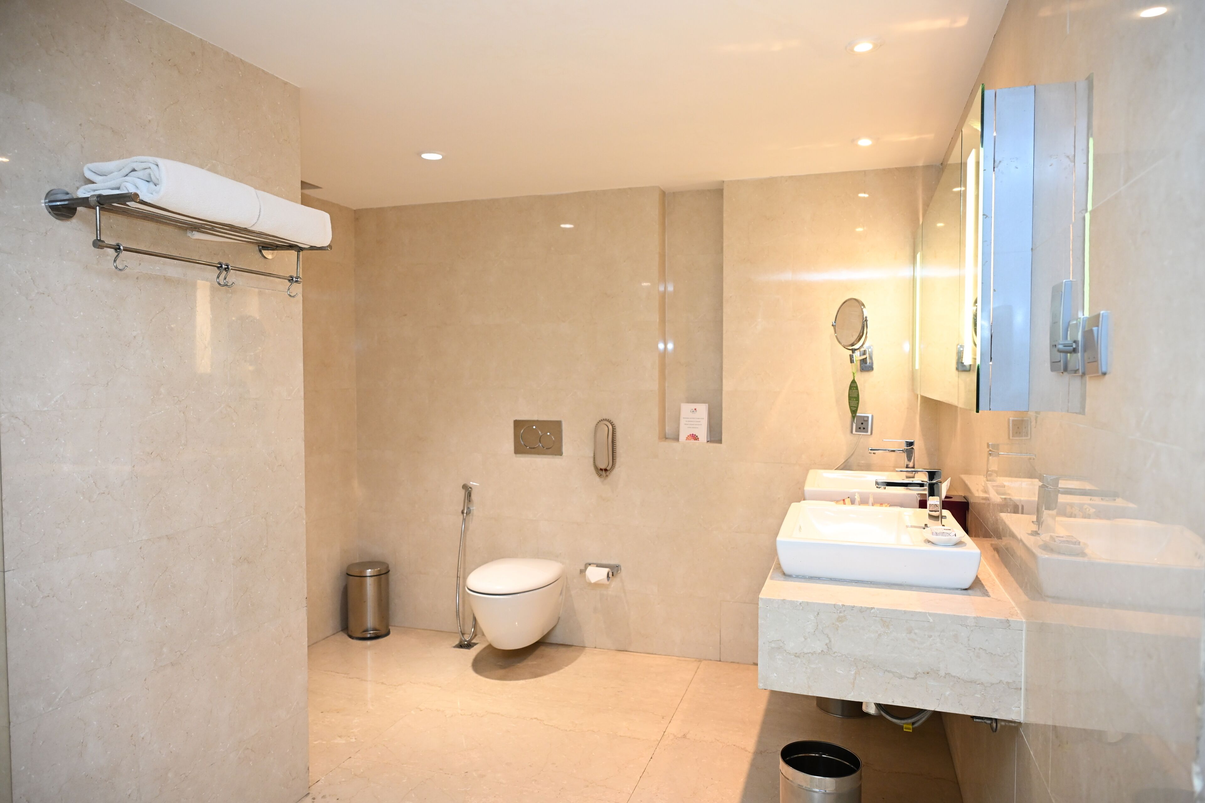 business suite | bathroom | shower, rainfall showerhead, designer toiletries, hair dryer