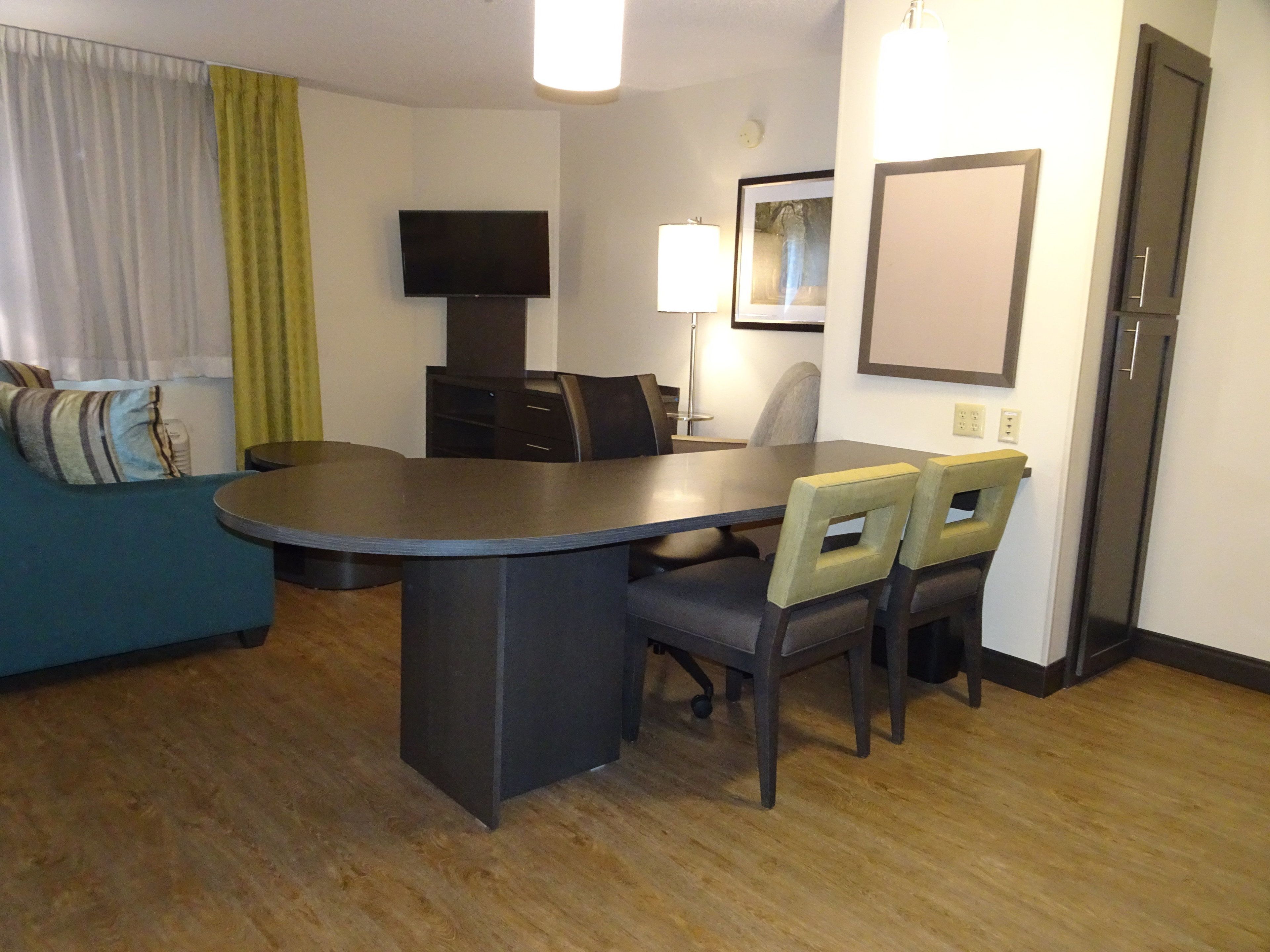 suite, 1 bedroom, kitchen | desk, laptop workspace, blackout curtains, iron/ironing board