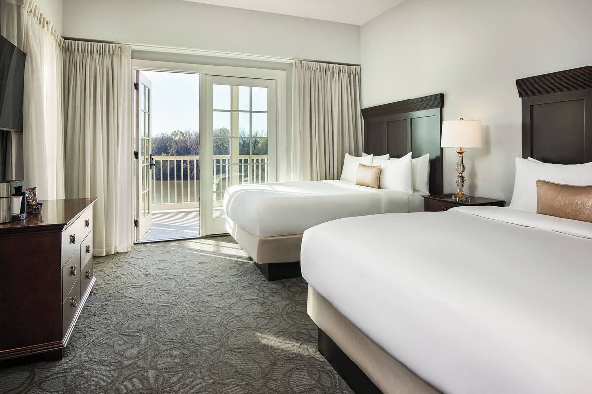 room, 2 double beds, balcony, river view | 1 bedroom, in-room safe, desk, laptop workspace