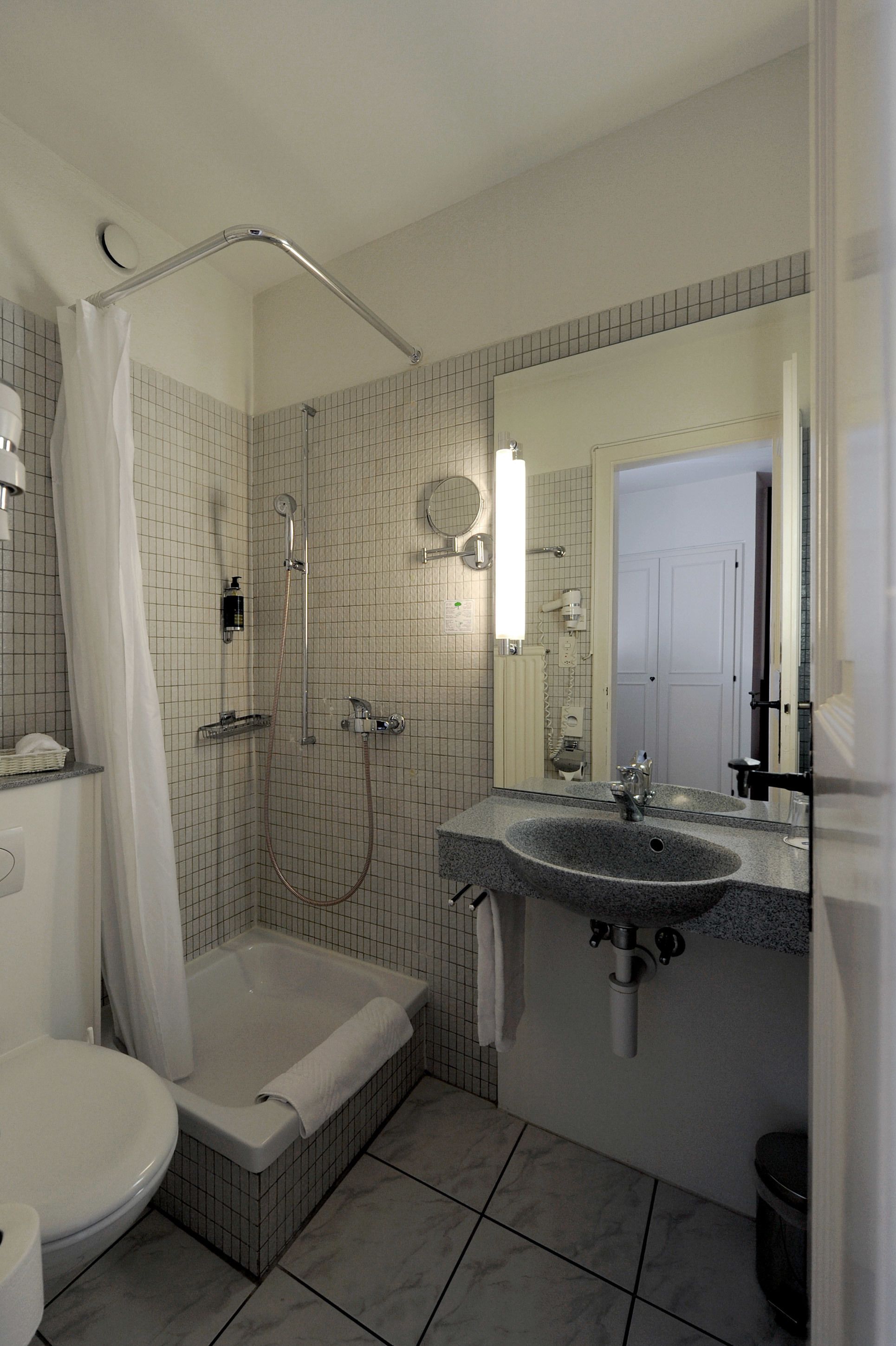 free toiletries, hair dryer, towels