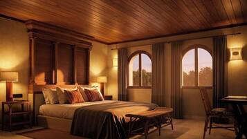 Suite de lujo, Terraza | 1 habitación, sábanas de algodón egipcio y ropa de cama de alta calidad