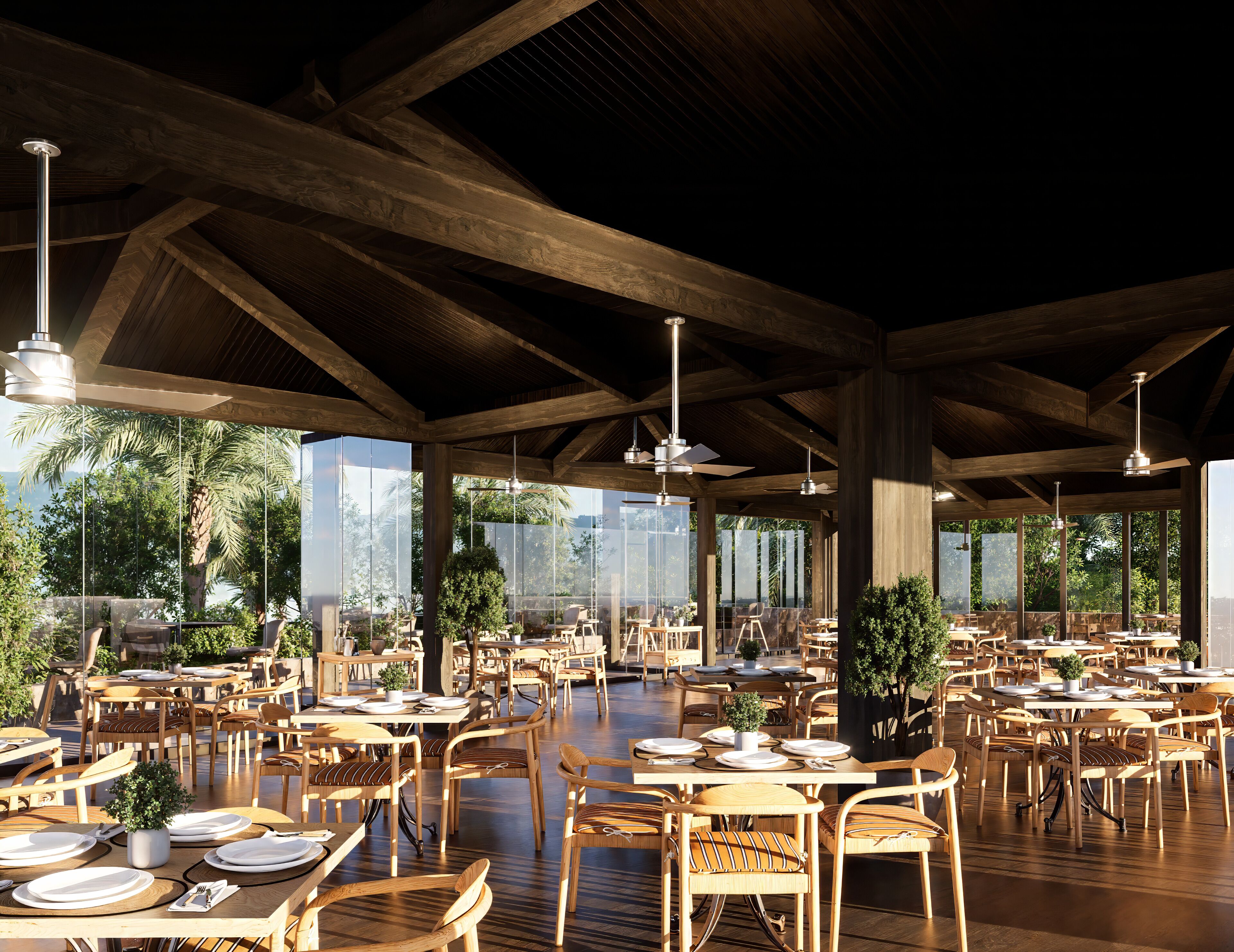 3 restaurants, lunch served