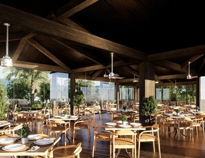 3 restaurantes, se sirve almuerzo 