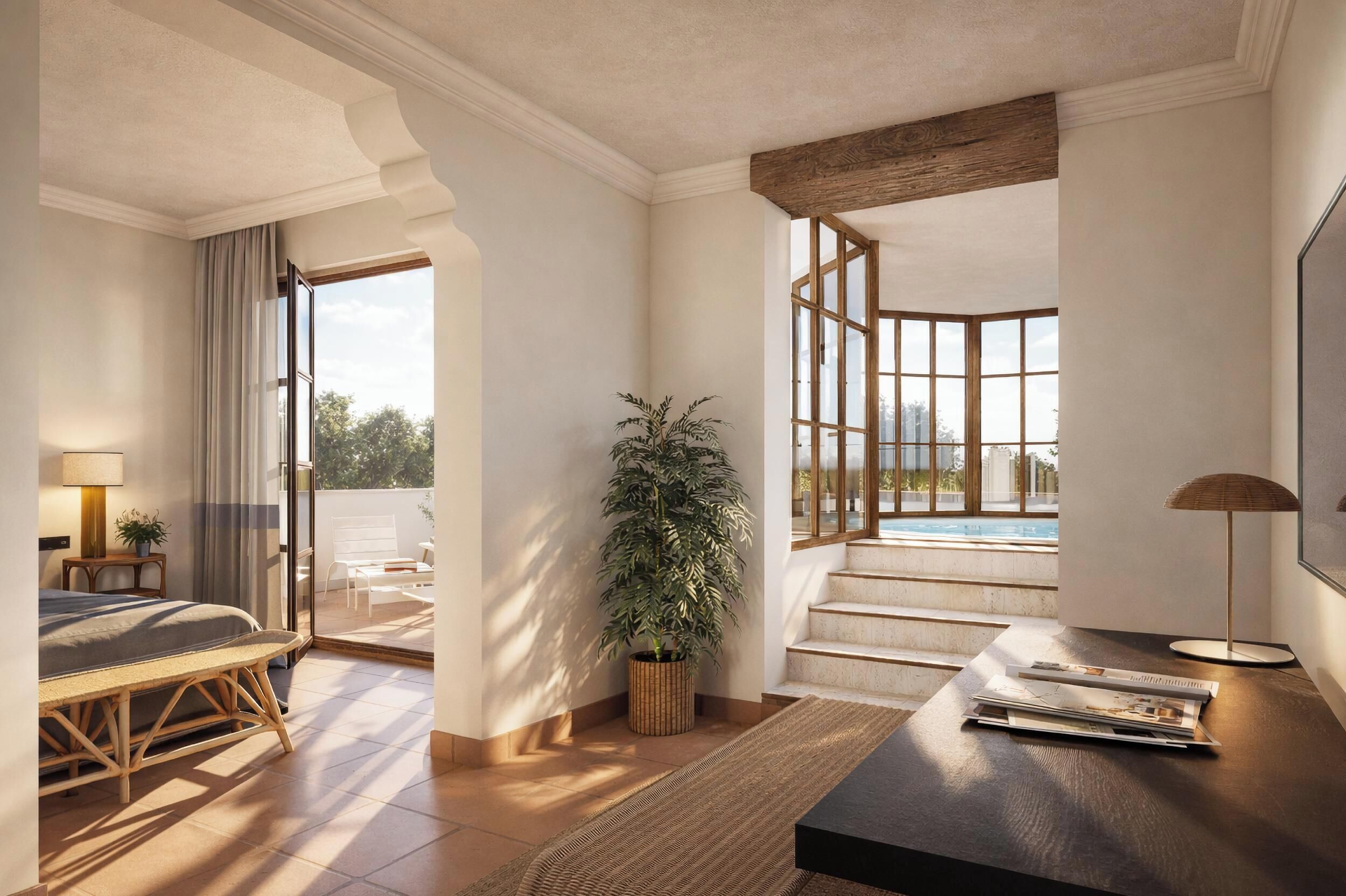 Suite presidencial, 2 habitaciones, bañera de hidromasaje | 1 dormitorio, sábanas de algodón egipcio, ropa de cama de alta calidad