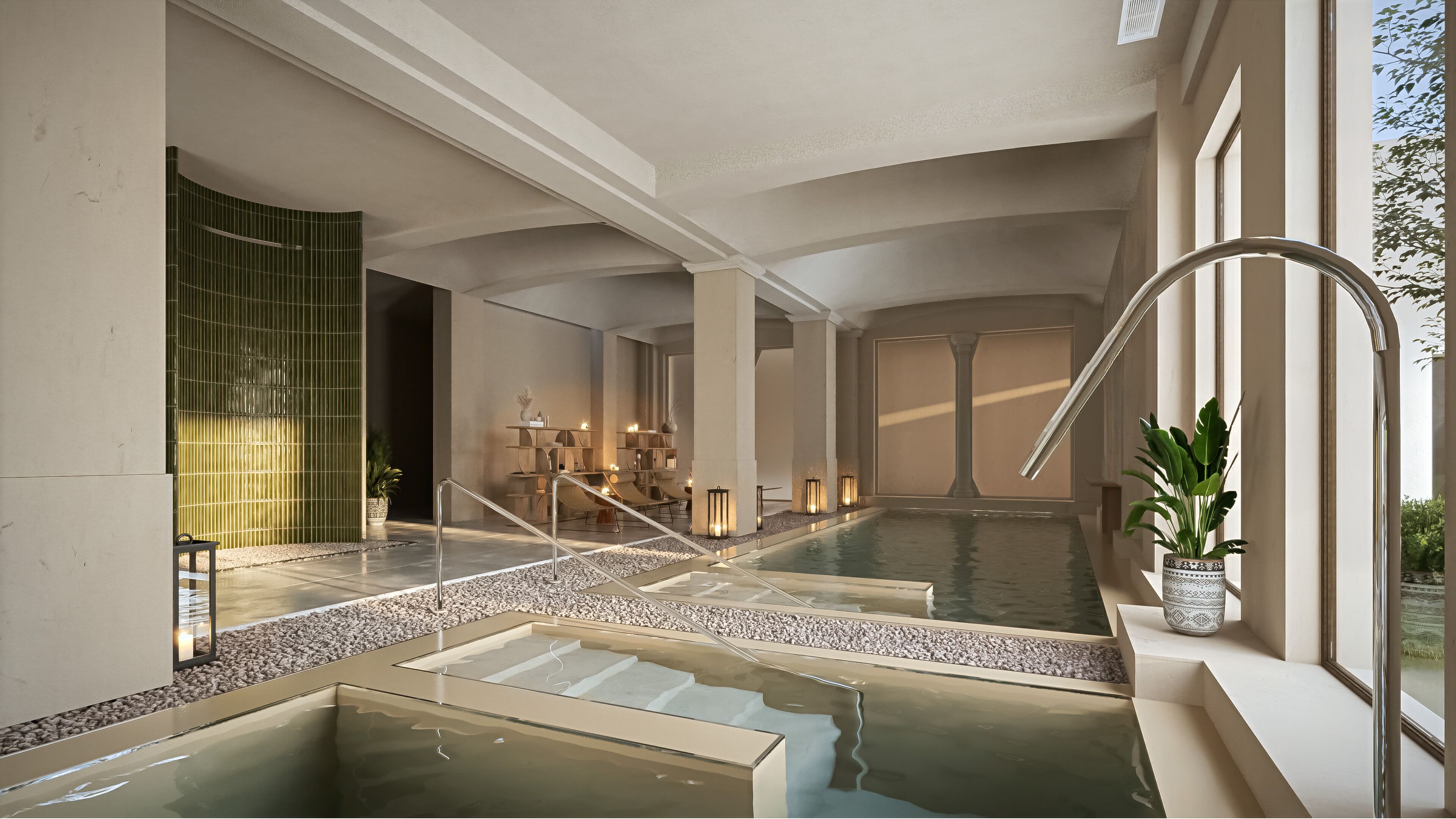 Sauna, tina de hidromasaje, baño de vapor y baño turco o hammam 