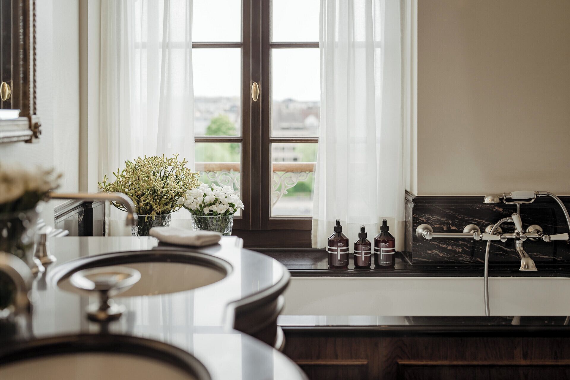 river junior suite | bathroom | designer toiletries, hair dryer, bathrobes, slippers