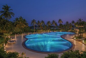 3 outdoor pools, open 7:00 AM to 8:00 PM, free cabanas, pool umbrellas
