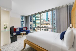 In-room safe, desk, laptop workspace, blackout drapes