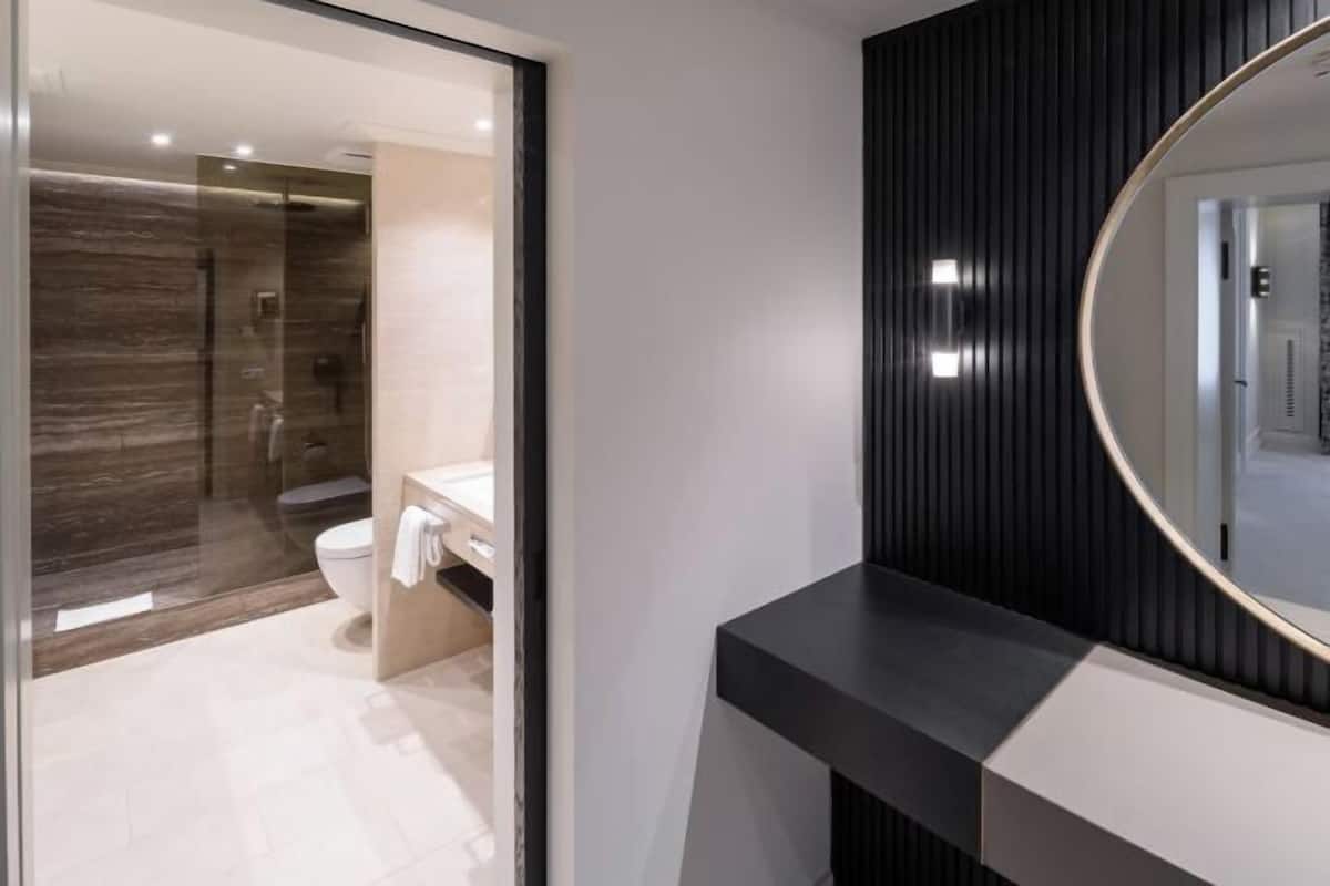 Tina con regadera y regadera tipo lluvia