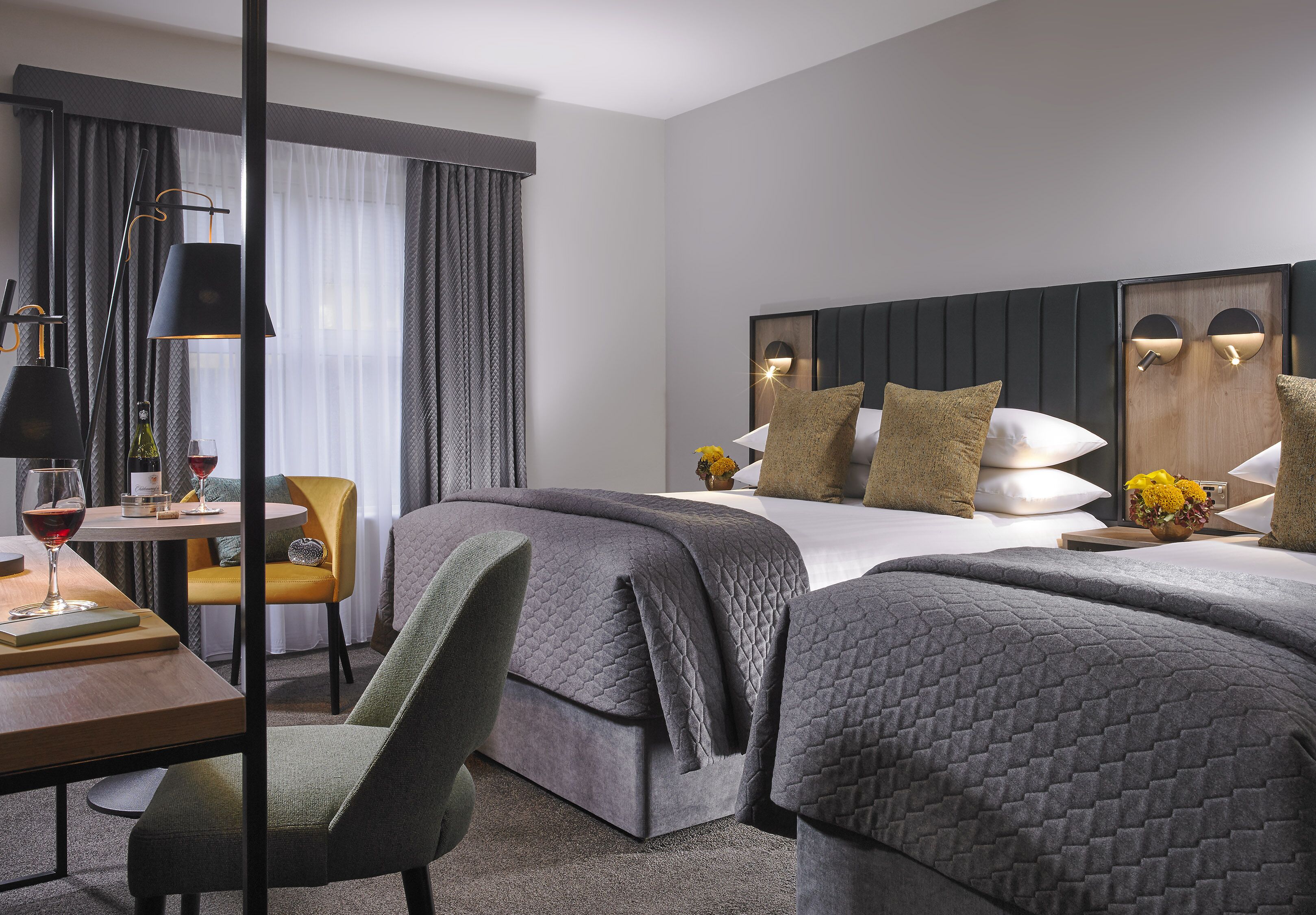 1 bedroom, hypo-allergenic bedding, desk, iron/ironing board