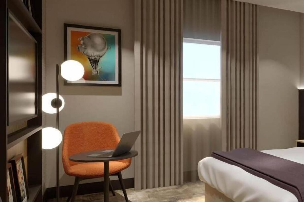 1 dormitorio, ropa de cama hipoalergénica, escritorio