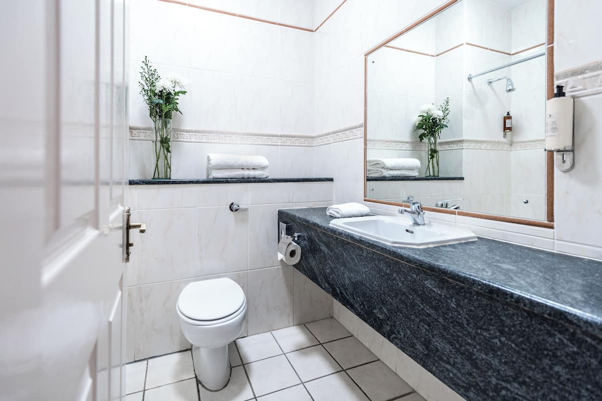 free toiletries, hair dryer, towels, soap