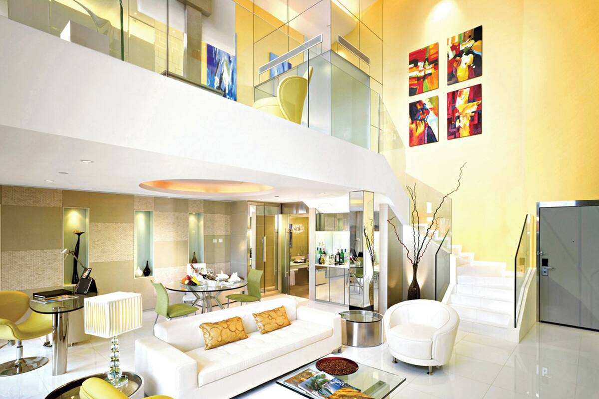 duplex suite | in-room safe, desk, laptop workspace, blackout curtains