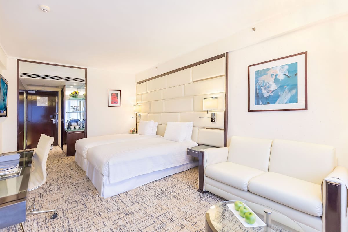 In-room safe, desk, laptop workspace, blackout curtains
