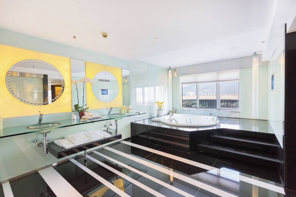 free toiletries, hair dryer, slippers, towels