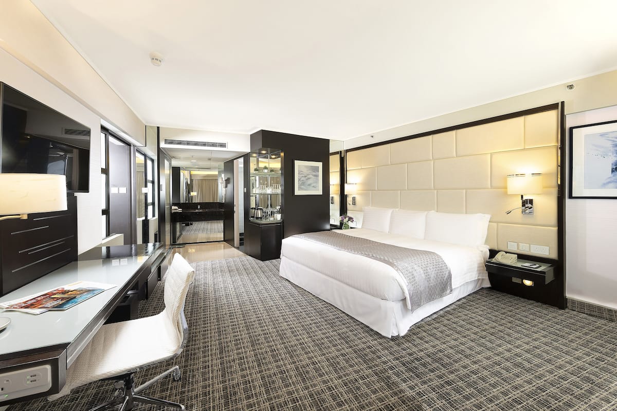 In-room safe, desk, laptop workspace, blackout curtains