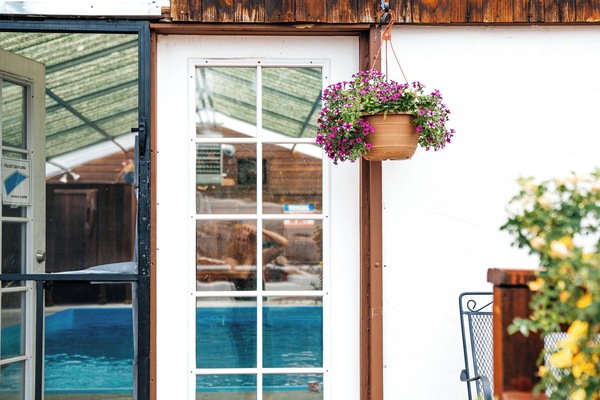Indoor pool, open 9:00 AM to 9:30 PM, pool loungers