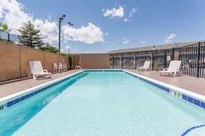 Outdoor pool, pool loungers