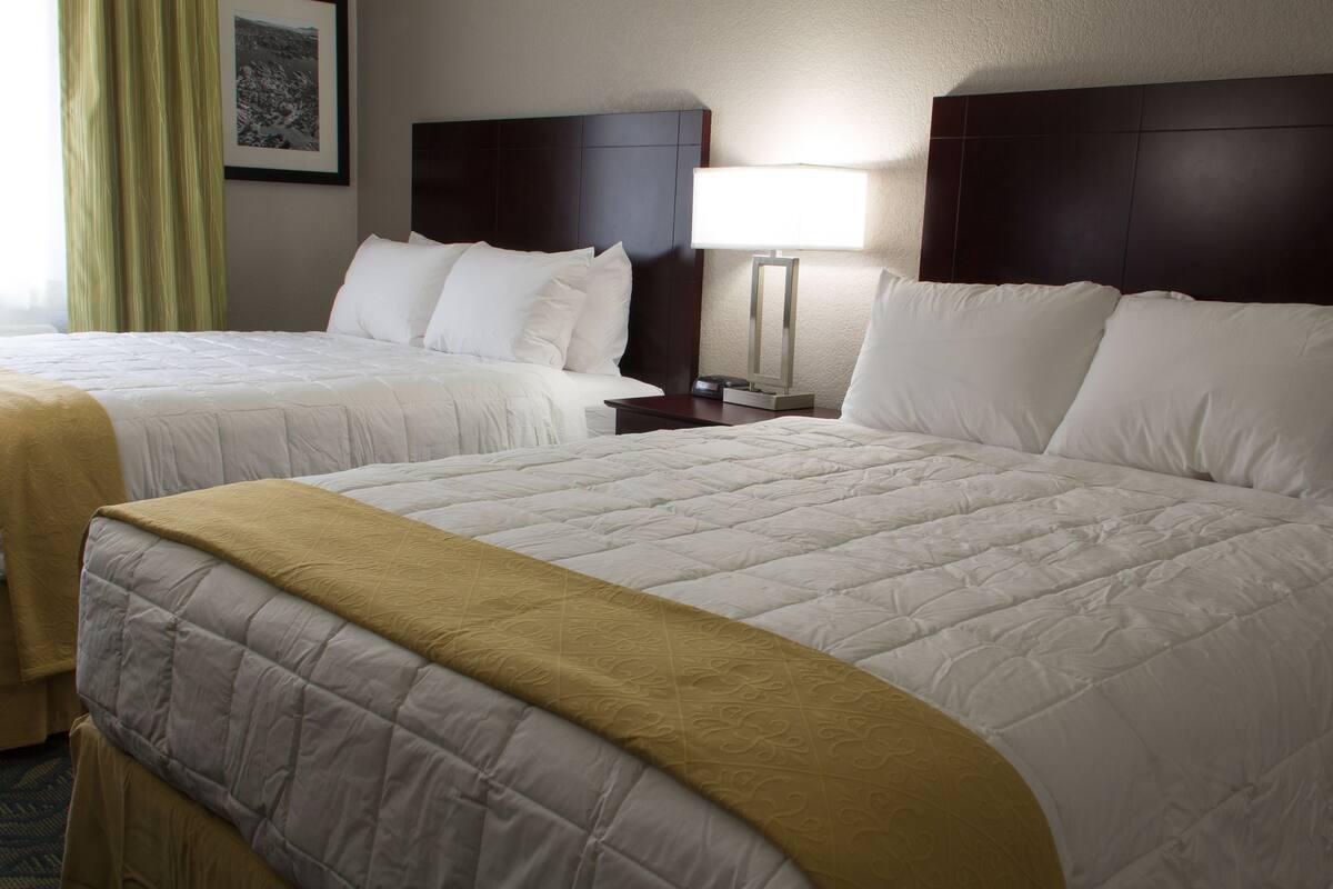 standard room, 2 queen beds, non smoking | desk, iron/ironing board, free cots/infant beds, free wifi