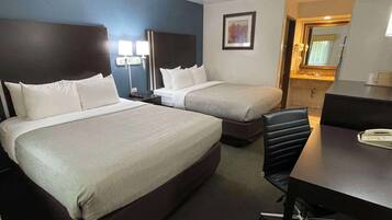 Standard Room, 2 Queen Beds, Non Smoking | Desk, laptop workspace, blackout drapes, iron/ironing board