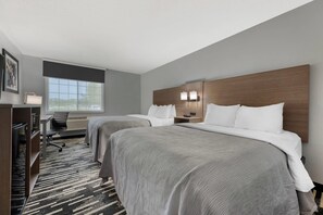 Standard Room, 2 Queen Beds, Non Smoking | Down comforters, desk, laptop workspace, blackout drapes