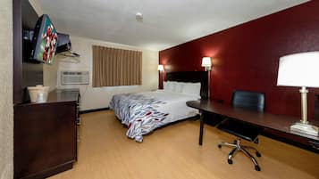 Desk, blackout curtains, free cots/infant beds, free WiFi