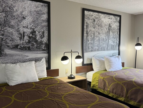 Standard Room, 2 Queen Beds | Desk, blackout drapes, free cribs/infant beds, rollaway beds