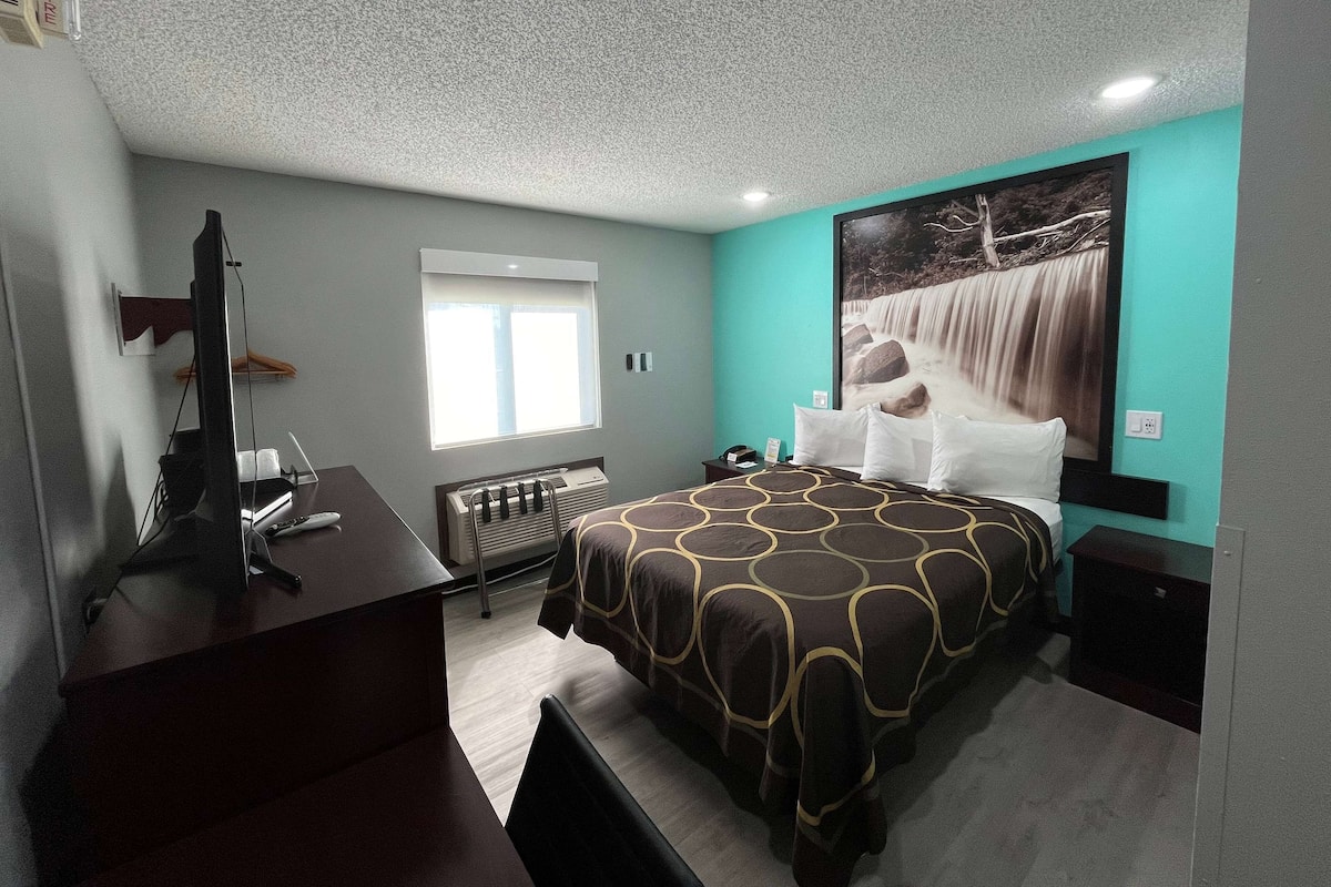 Chambre, 1 grand lit, accessible aux personnes à mobilité réduite, non-fumeurs | Bureau, fer et planche à repasser, lits bébé (gratuits), Wi-Fi gratuit