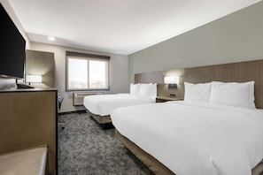 Standard Room, 2 Queen Beds, Non Smoking | Desk, laptop workspace, blackout curtains, iron/ironing board