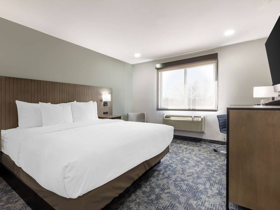 Standard Room, 1 King Bed, Non Smoking | Desk, laptop workspace, blackout drapes, iron/ironing board