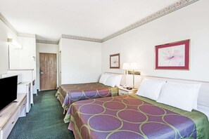 Laptop workspace, blackout curtains, iron/ironing board, rollaway beds