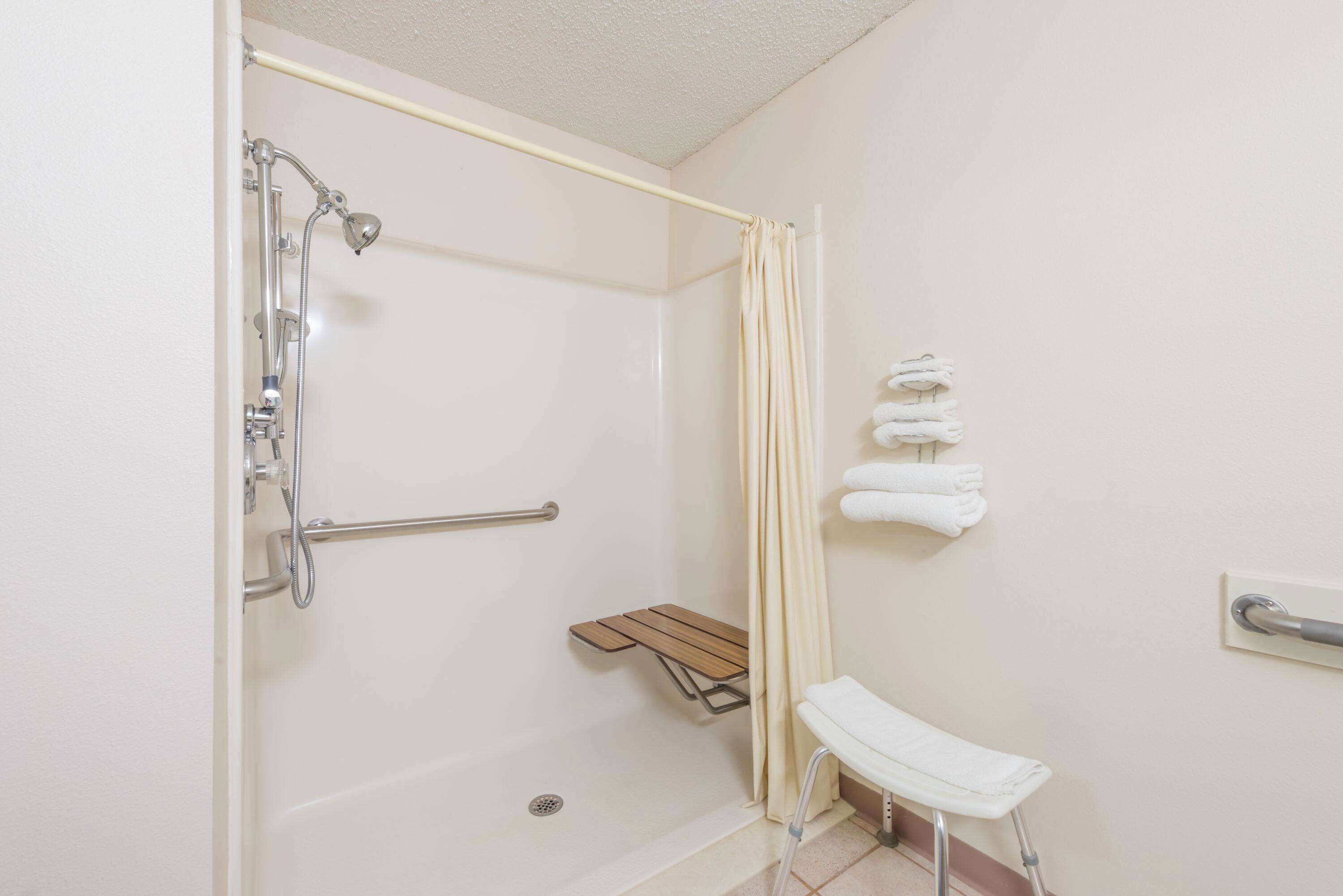 Rom, 1 queensize-seng, ikke-røyk (Roll-In Shower) | Safe på rommet, blendingsgardiner og strykejern/-brett
