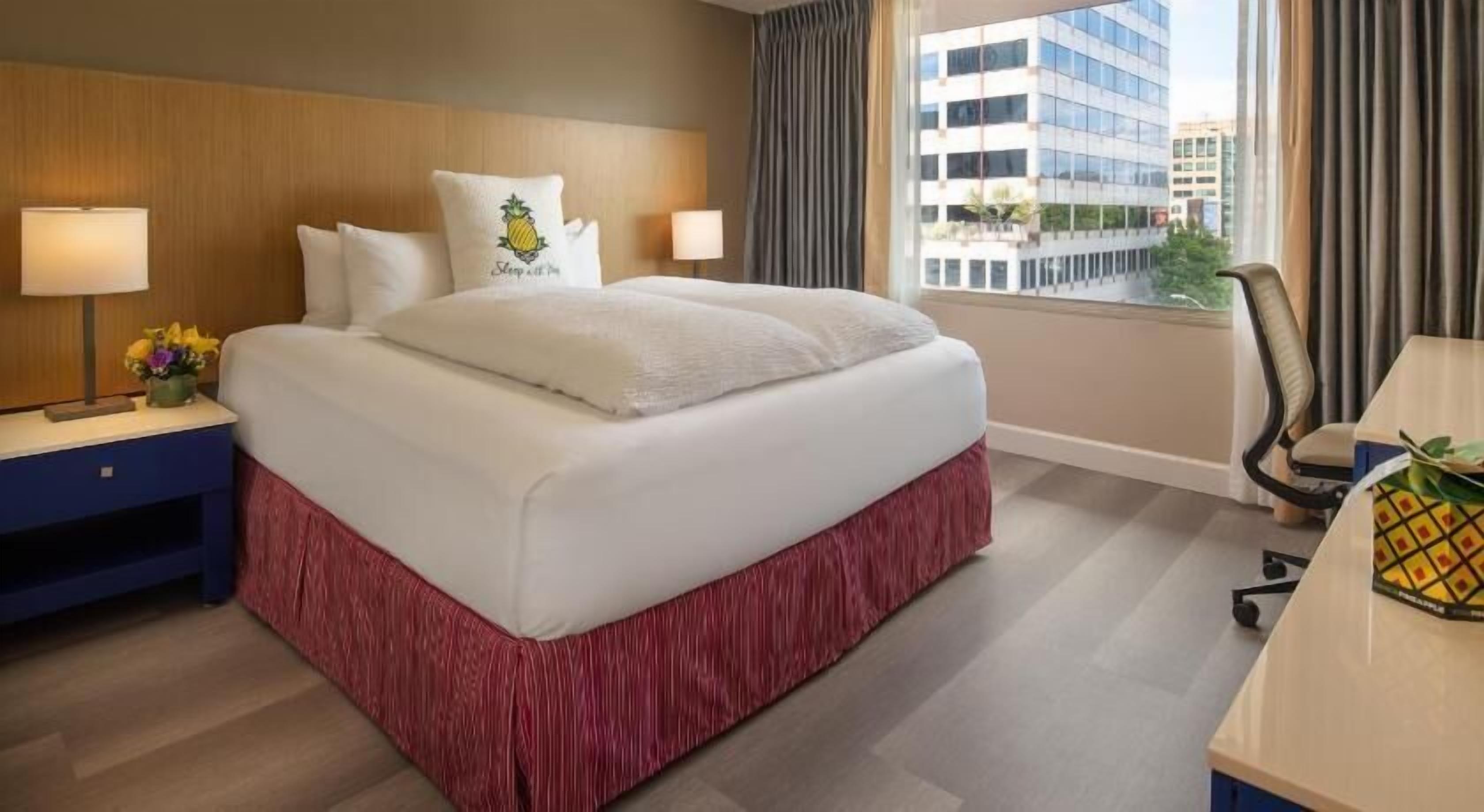 Premium bedding, down comforters, pillowtop beds, in-room safe
