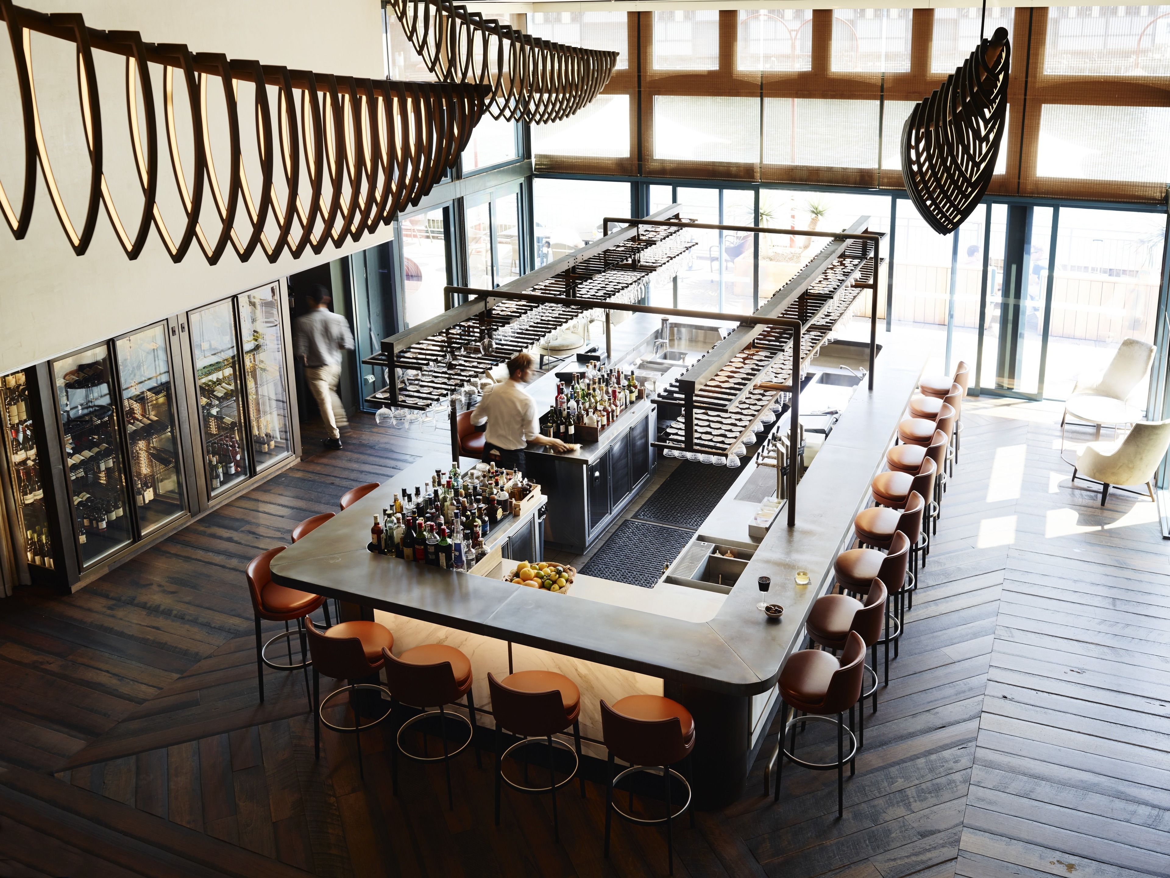 Ocean views, serves lunch, dinner and happy hour