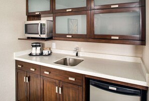 Fridge, microwave, coffee/tea maker