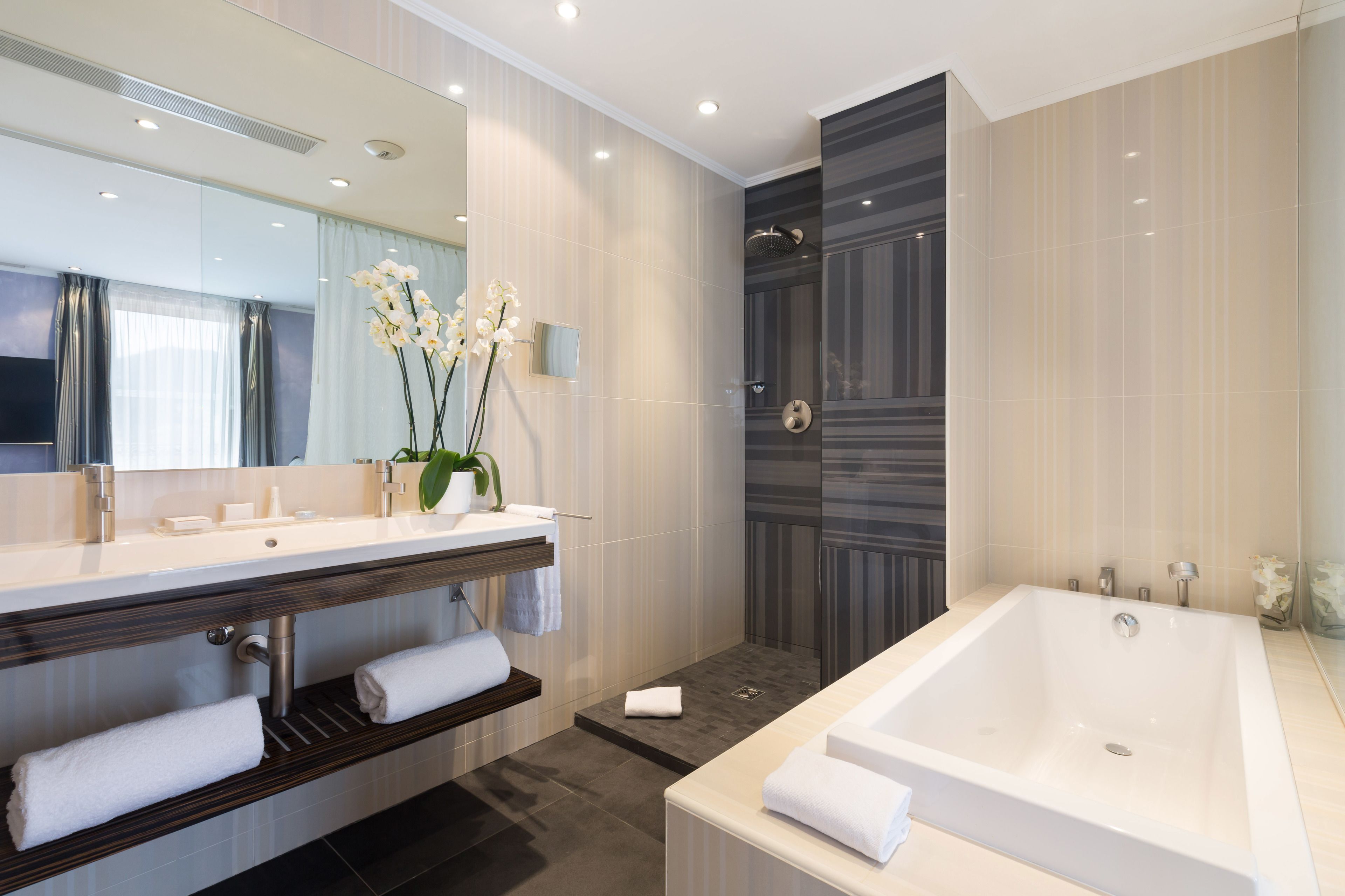 junior suite, 1 king bed, non smoking, terrace (twin bed on request) | bathroom | hair dryer, towels, soap, shampoo