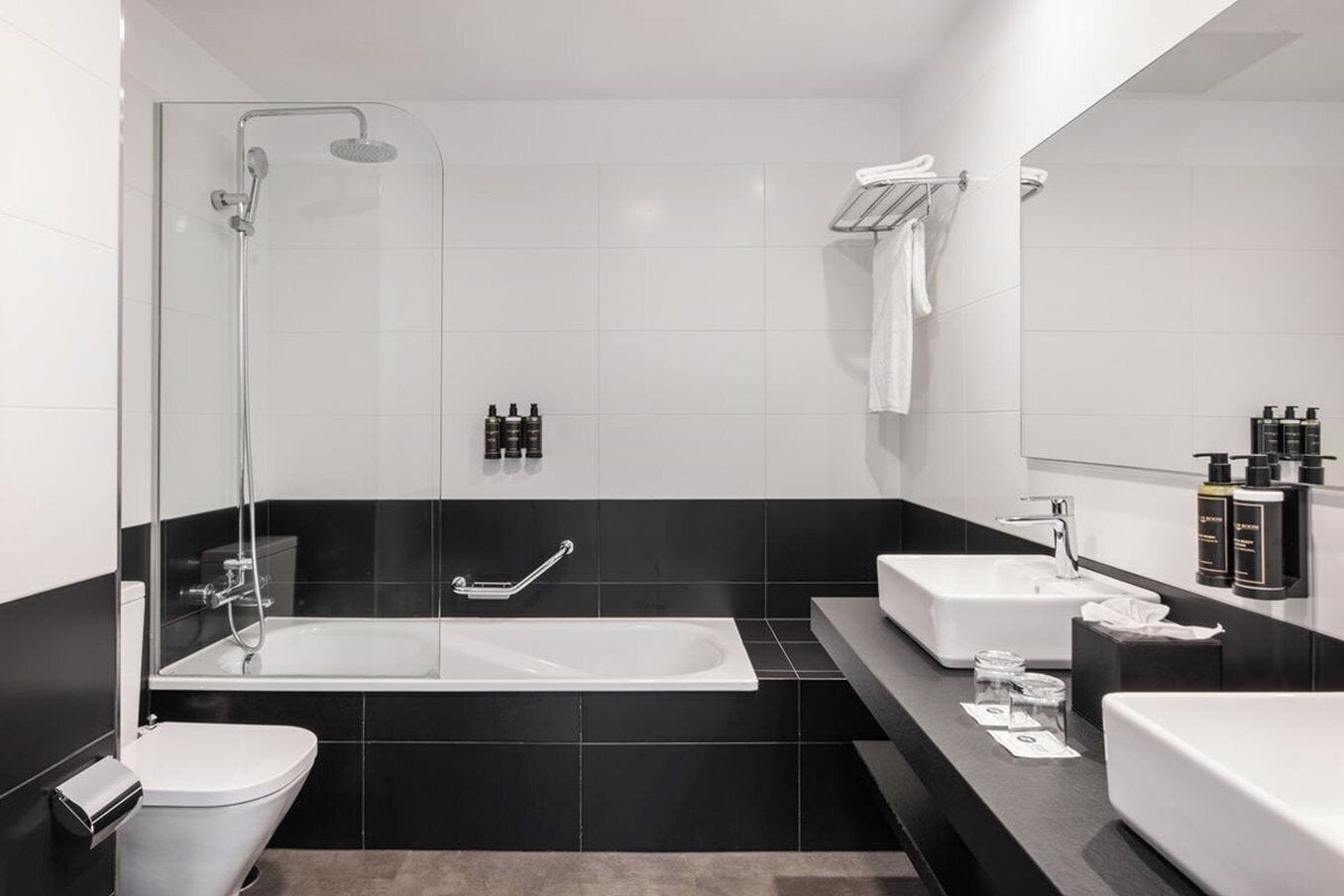 minibar, desk, laptop workspace, blackout curtains