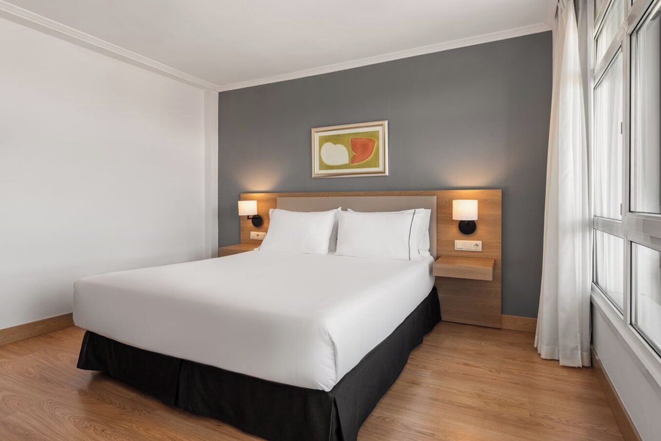 minibar, desk, laptop workspace, blackout curtains