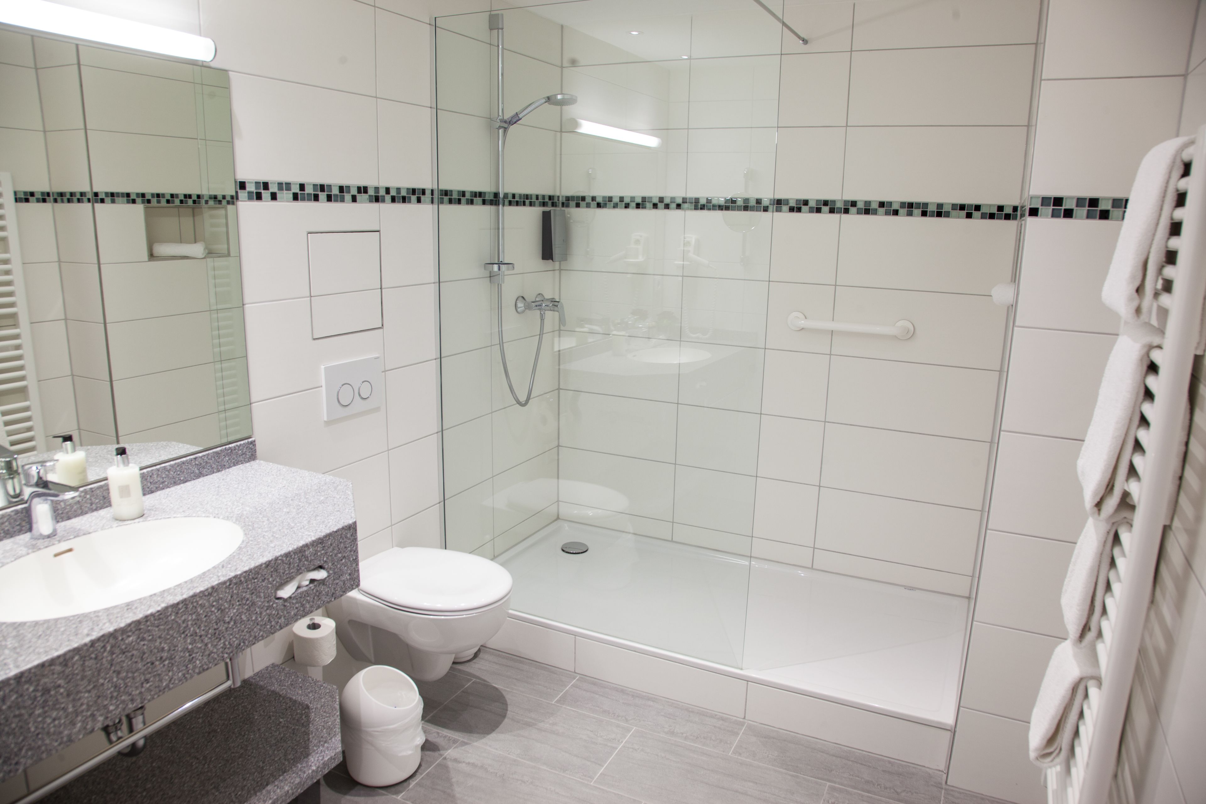 free toiletries, hair dryer, towels, soap