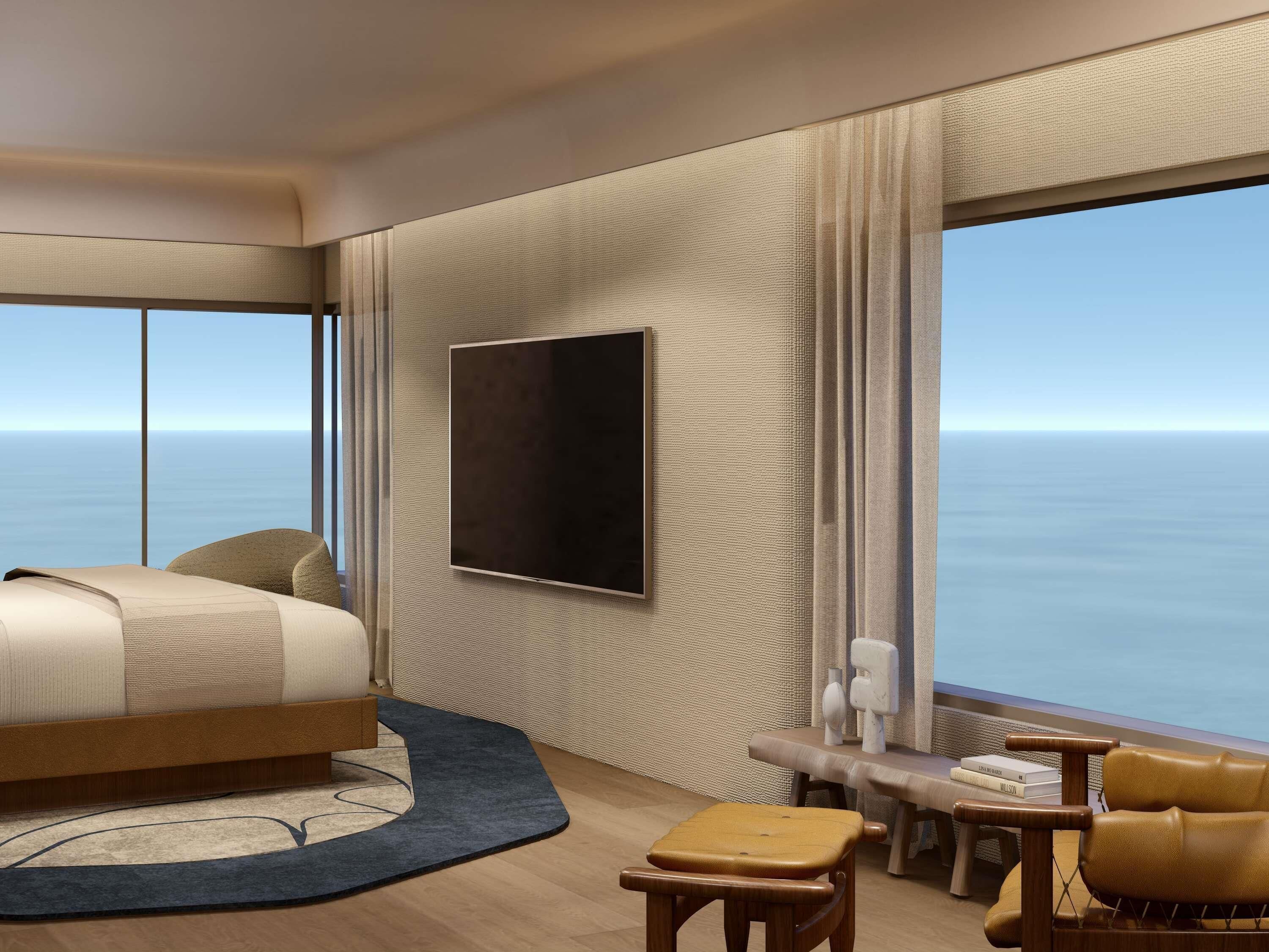Luxury Room, Sea View | Hypo-allergenic bedding available, minibar, in-room safe, desk